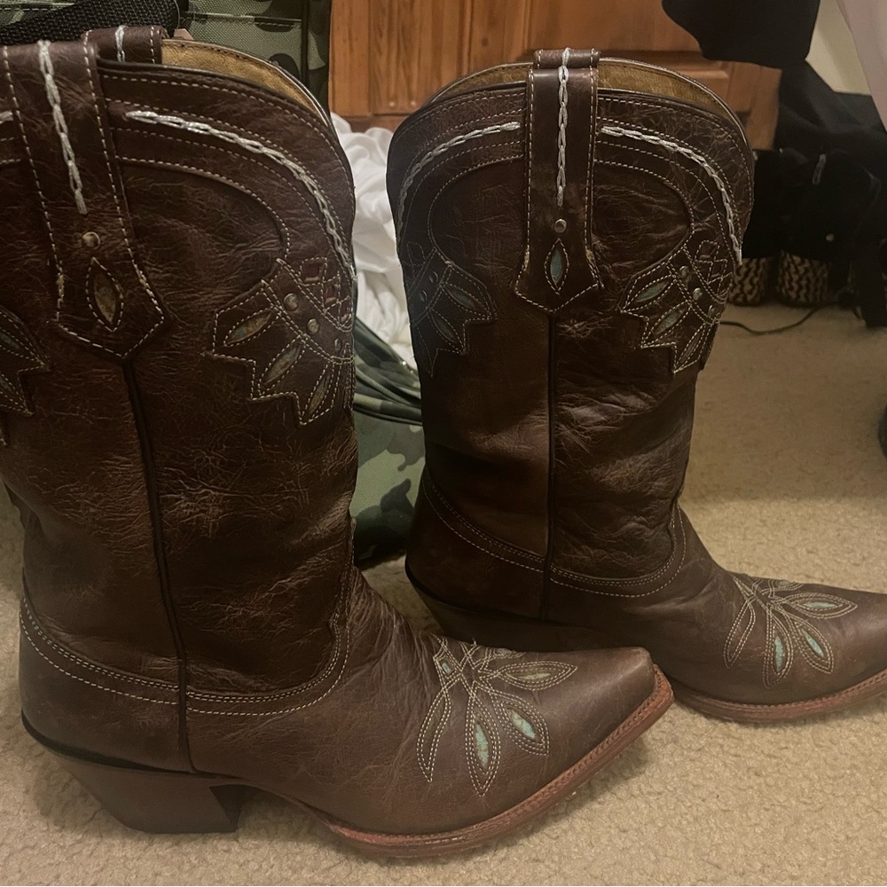 Tony Lama Tan Leather Cowboy Boots